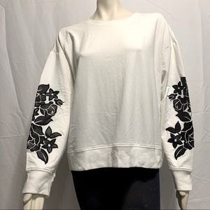 Calvin Klein Women’s Pullover Slightly Cropped Floral Long Sleeve Sweater